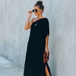 Strike a pose one shoulder maxi dress in Navy